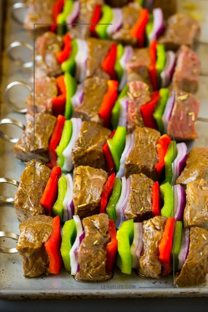 putting Shish Kabobs on a skewers