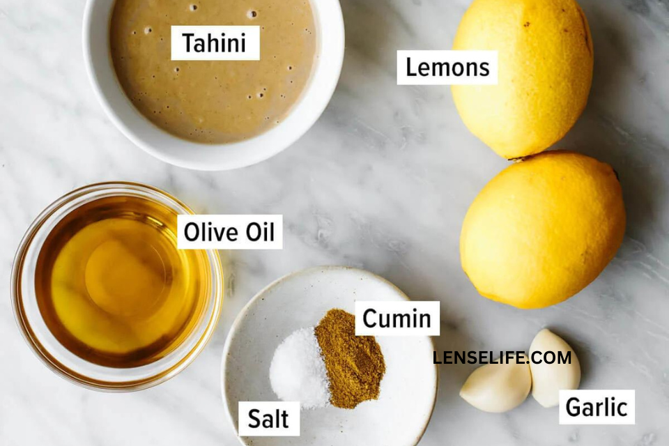 Hummus ingredients in bowls