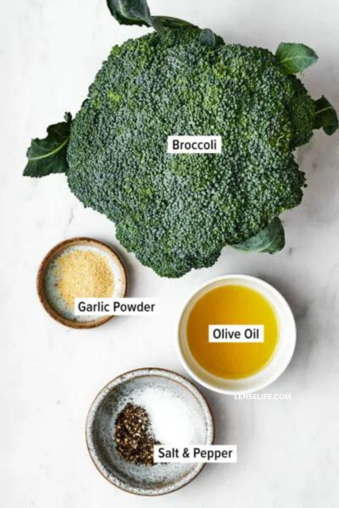 Air Fryer Broccoli ingredients in bowls