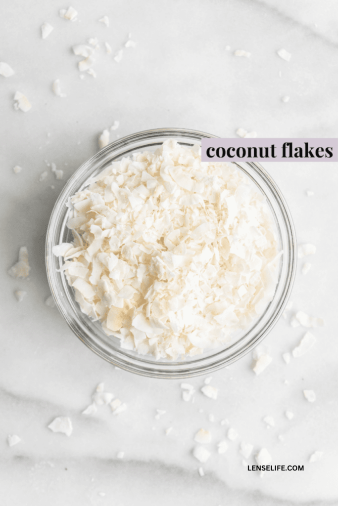 Coconut flakes in a bowl