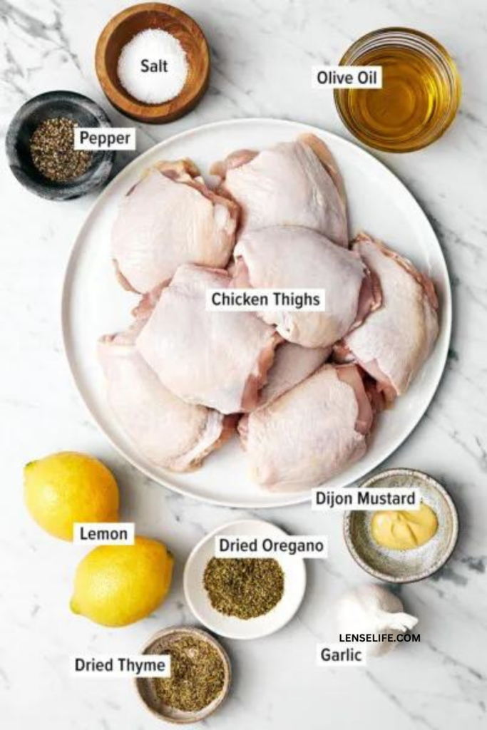 Greek Lemon Chicken ingredients in bowls