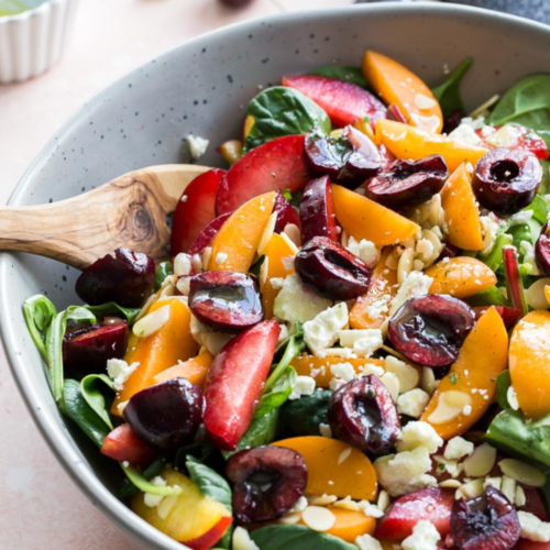 deliciously prepared Stone Fruit Salad in a bowl