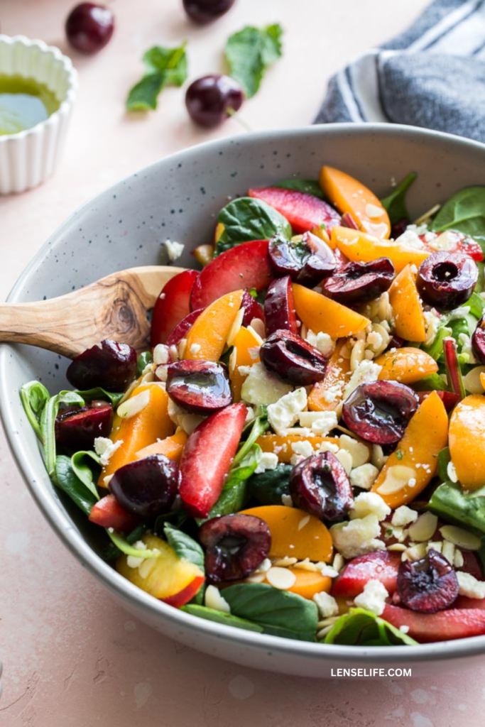 deliciously prepared Stone Fruit Salad in a bowl