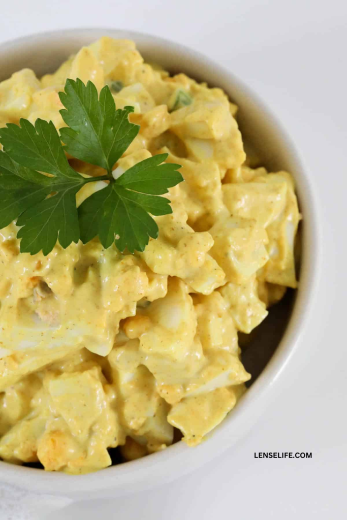 Deliciously prepared Curried Egg Salad in a bowl