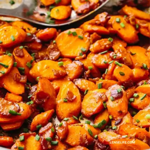 deliciously prepared Sautéed Carrots With Bacon Dijon Dressing