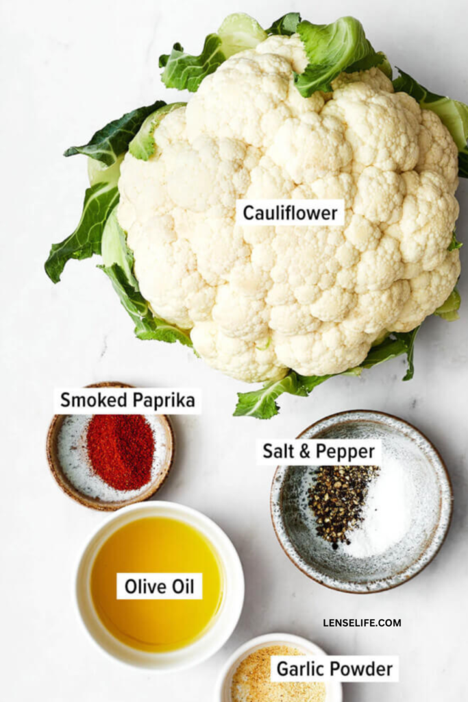 Air Fryer Cauliflower ingredients in bowls
