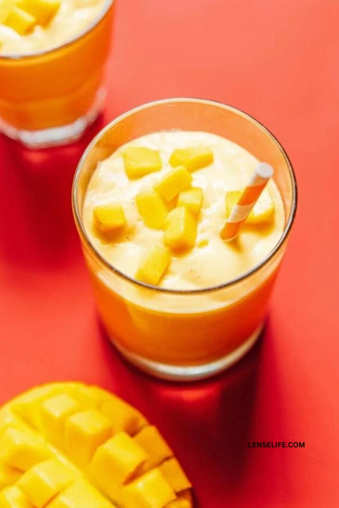 creamy mango smoothie in a glasses