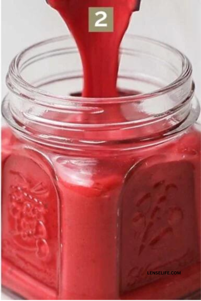 Velvety raspberry vinaigrette in a jar