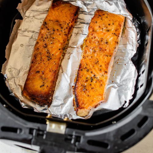 salmon in air fryer bucket