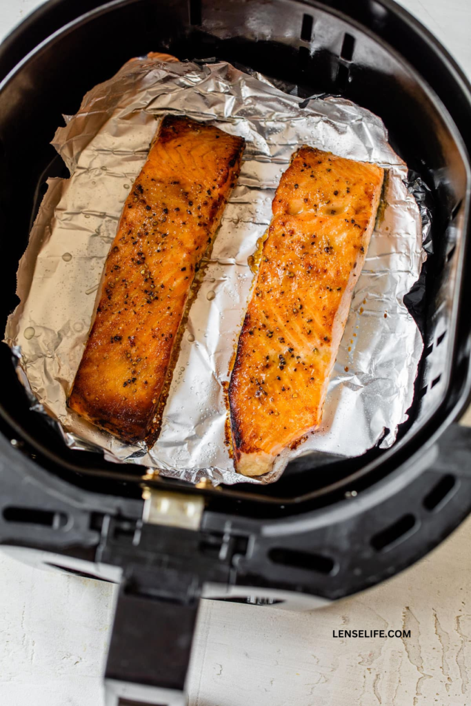 salmon in air fryer bucket