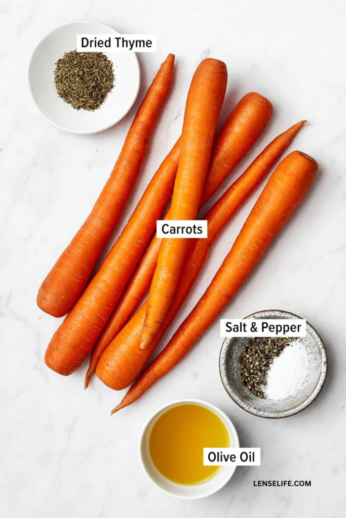Air Fryer Carrots ingredients in bowls