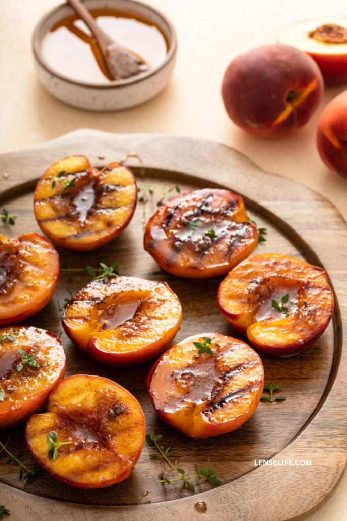 Grilled Peaches served on a platter