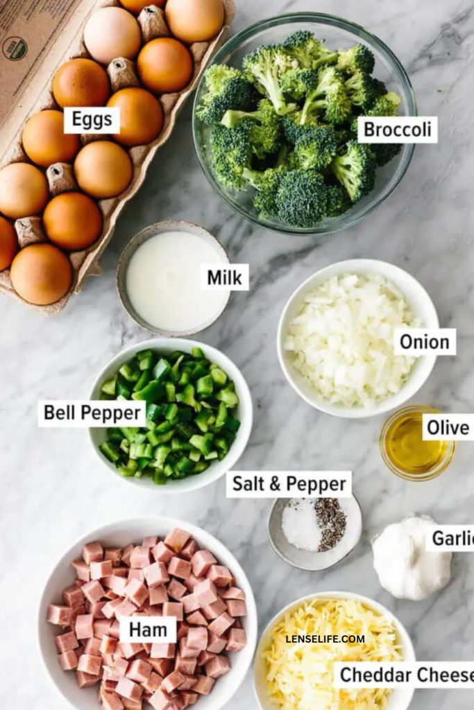 Ham and Broccoli Breakfast Casserole ingredients