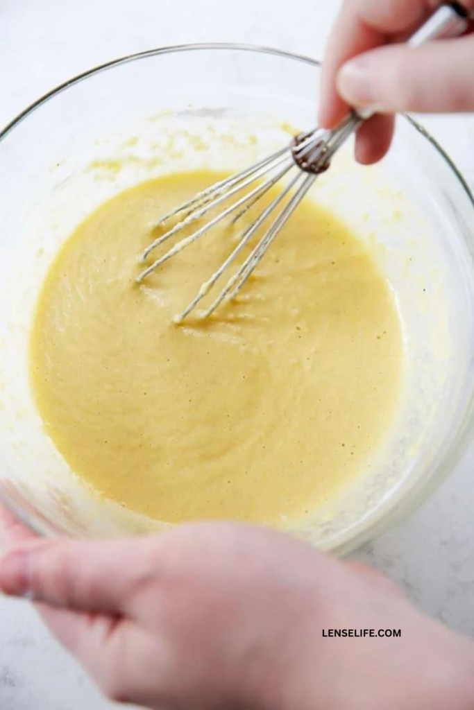 whisking the ingredients in a bowl