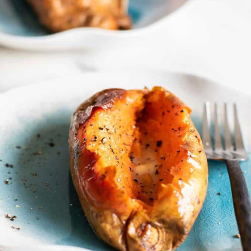 Baked Sweet Potato in a plate