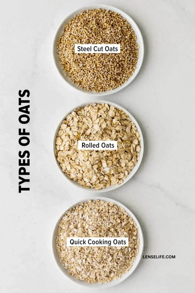 types of oats in bowls