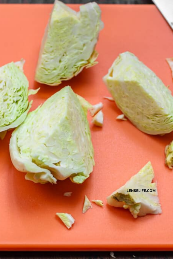 cabbage chunks in a board