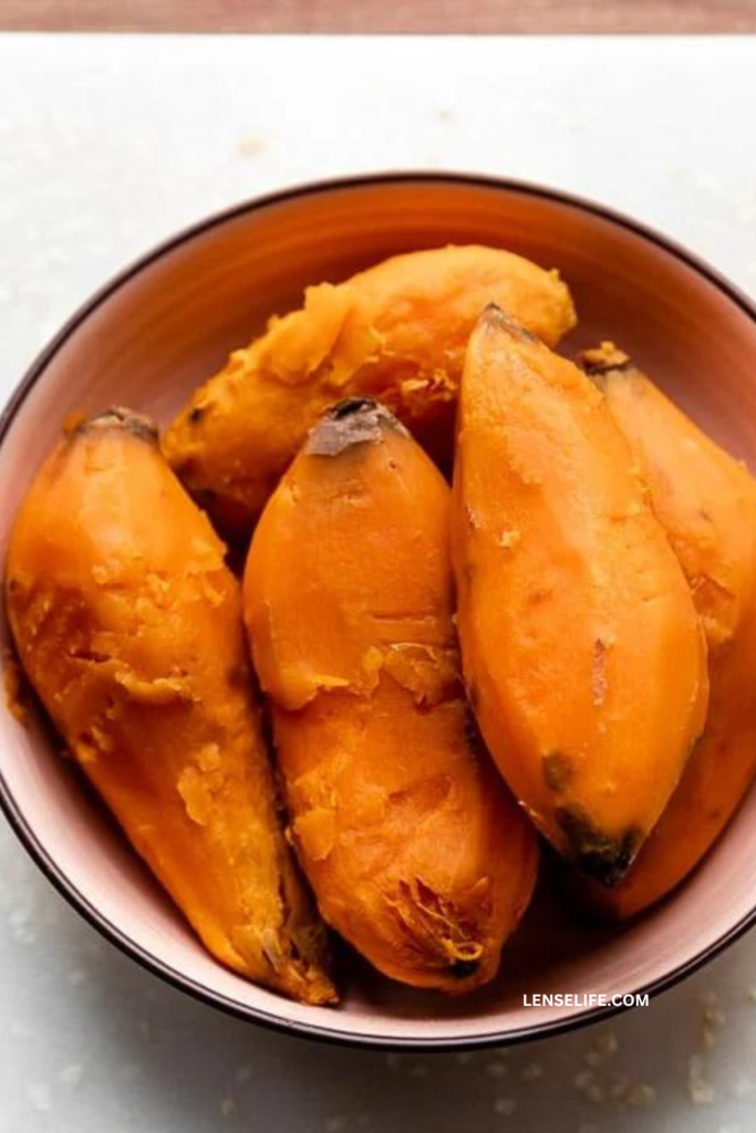 peeled sweet potatoes in a bowl