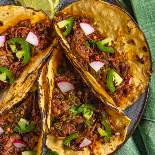 Barbacoa Tacos in a plate