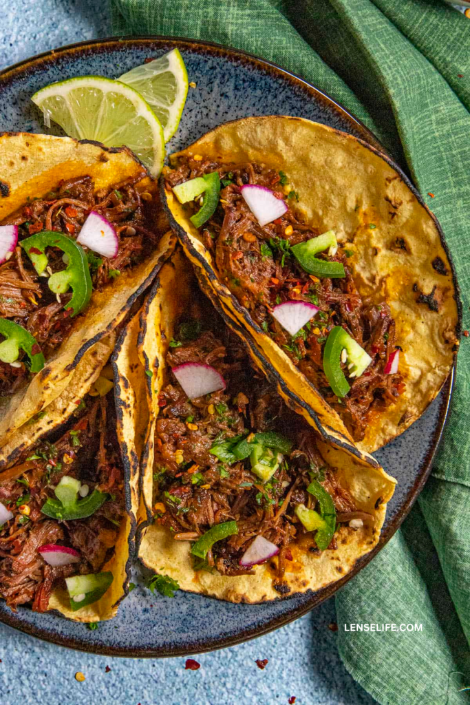 Barbacoa Tacos in a plate