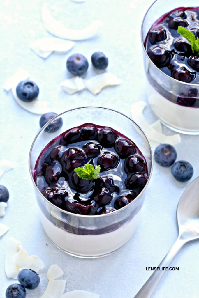 Berry Coconut Panna Cotta  in glassed