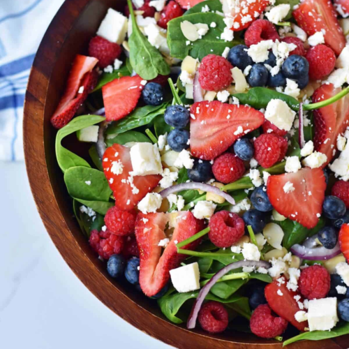 Berry Spinach Salad in a bowl