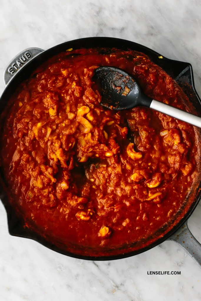 preparing the sauce in a pan