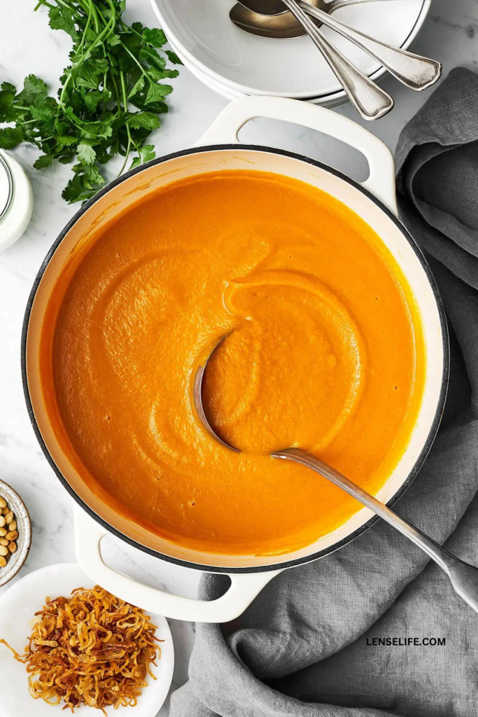 Carrot Ginger Soup in a bowl