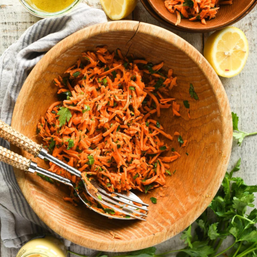 French Carrot Salad served in a bowl