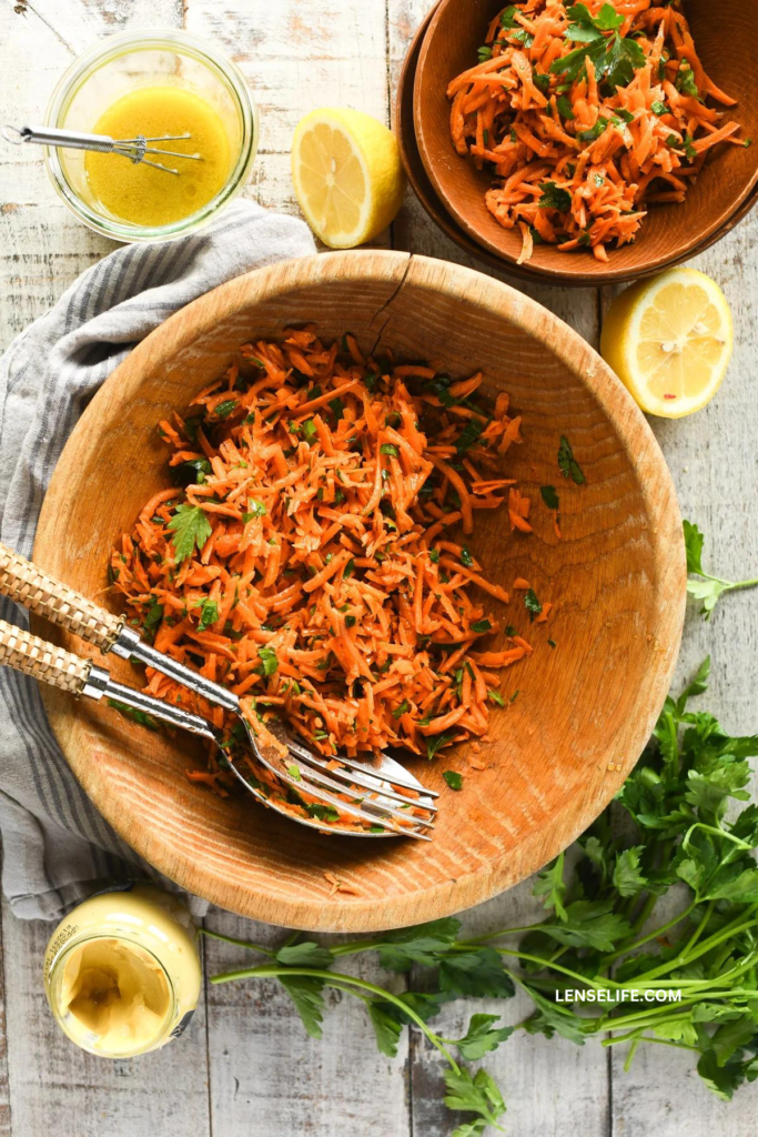 French Carrot Salad served in a bowl
