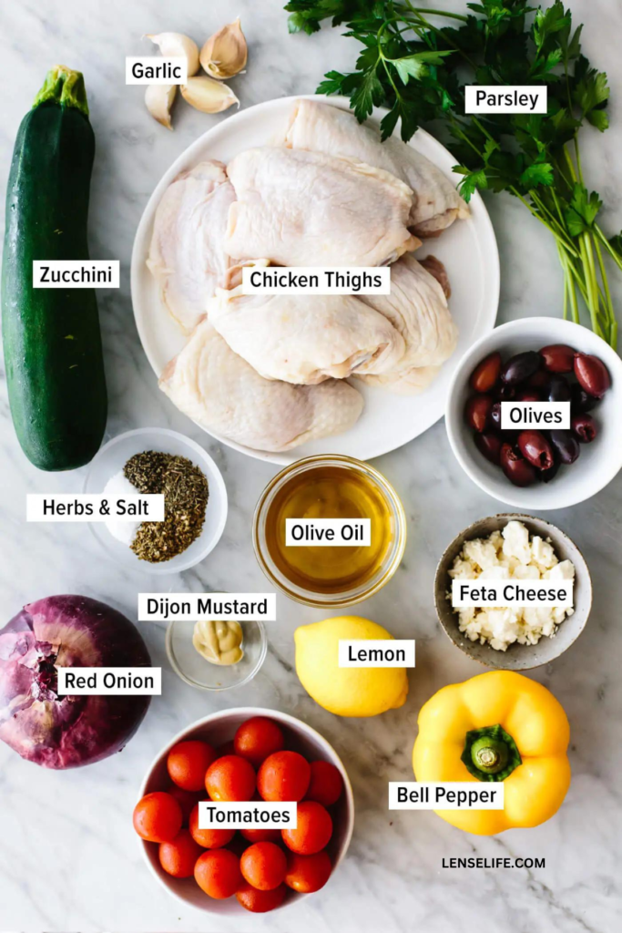 Greek Sheet Pan Chicken ingredients