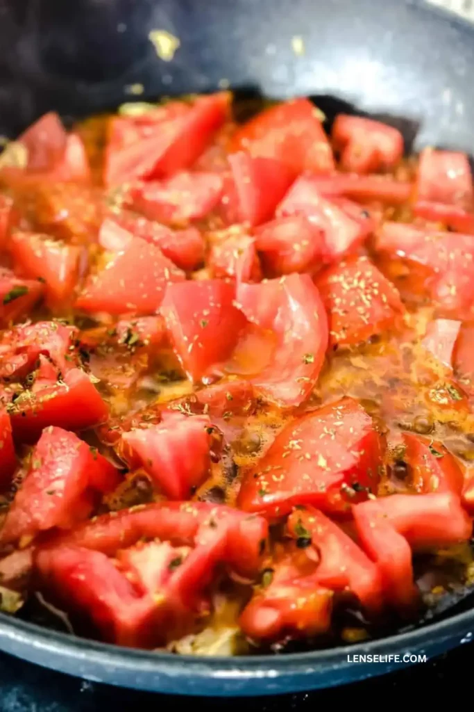 tomato dices in a pan