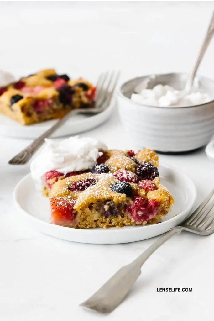 Berry Sheet Cake served in a plate