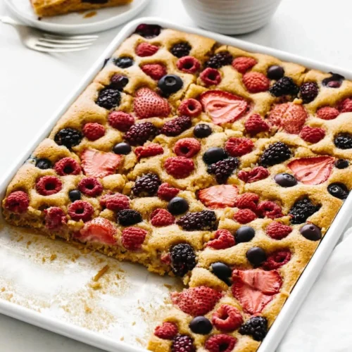 Berry Sheet Cake in a tray
