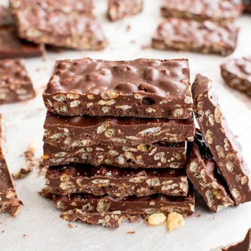 Chocolate Crunch Bars stacked together