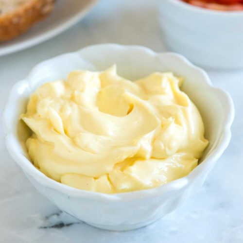 homemade mayonnaise in a bowl