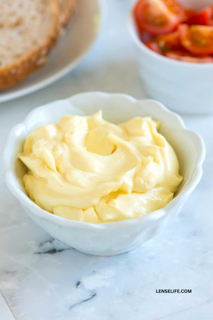 homemade  mayonnaise in a bowl