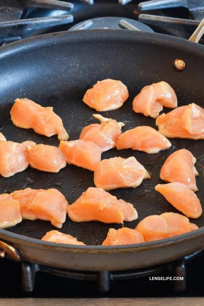 chicken pieces in a pan