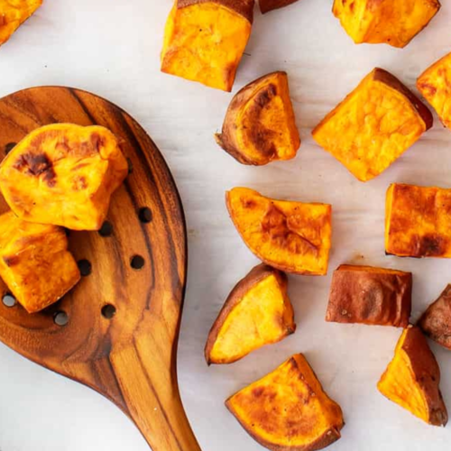 Roasted Sweet Potatoes in a tray